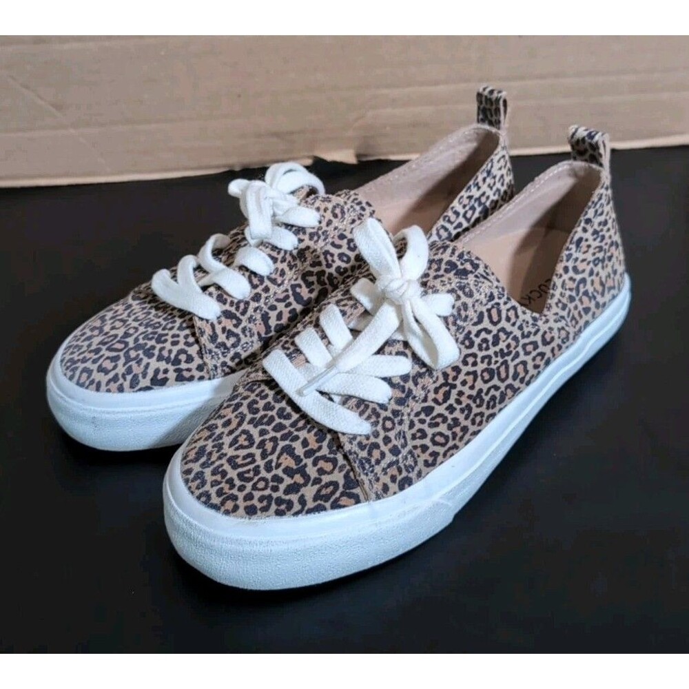 LUCKY BRAND LEATHER DANSBEY Casual Sneaker Leopard Print Womens Size 6M/36.5 EUC